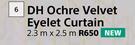 DH Ochre Velvet Eyelet Curtain-2.3m x 2.5m