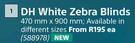 DH White Zebra Blinds-470mm x 900mm Each 