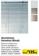 Aluminium Venetian Blinds-470mm x 900mm x 25mm Each