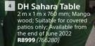 DH Sahara Table-2m x 1m x 760mm
