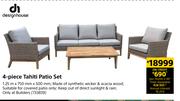 Design House 4 Piece Tahiti Patio Set-1.25m x 750mm x 500mm
