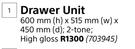 Home & Kitchen Drawer Unit-600mm (h) x 515mm (w) x 450mm (d)