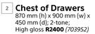 Home & Kitchen Chest Of Drawers-870mm (h) x 900mm (w) x 450mm (d)