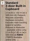 Home & Kitchen Standard 3 Door Built In Cupboard-2.1m (h) x 1.82m (w) x 500mm (d)