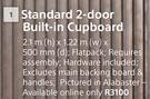 Home & Kitchen Standard 2 Door Built In Cupboard-2.1m (h) x 1.22m (w) x 500mm (d)