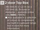 Home & Kitchen 2 Door Top Box-340mm (h) x 1.22m (w) x 500mm (d)