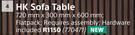 HK Sofa Table-720mm x 300mm x 600mm