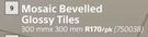 Mosaic Bevelled Glossy Tiles 300mm x 300mm-Per pk