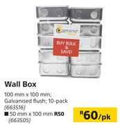 Wall Box 50mm x 100mm-10 Per pk