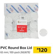 PVC Round Box Lid 65mm-100 Per Pack