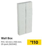 Wall Box 50mm x 100mm PVC-20 Per pk