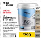 Fired Earth 20L Breakthrough 5-In-1 Paint