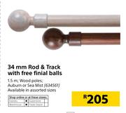 34mm Rod & Track With Free Finial Balls