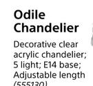 Eurolux Odile Chandelier 5 Light