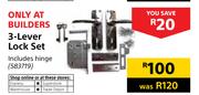 Builders 3-Lever Lock Set Including Hinge