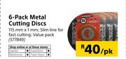 6-Pack Metal Cutting Discs