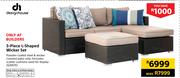 Design House 3 Piece L-Shaped Wicker Set