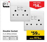 CBI Double Socket White-4 x 4 Each