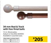 34mm Rod & Track With Free Finial Balls
