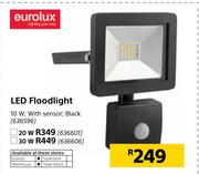 Eurolux 20W LED Floodlight With Sensor, Black
