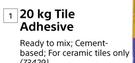 Builders Tile Adhesive-20Kg