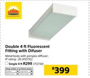 Radiant Single 4 ft Fluorescent Fitting With Difuser