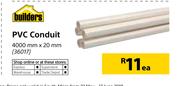 Builders PVC Conduit-4000 mm x 20mm Each