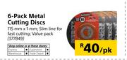 Blacksmith 6 Pack Metal Cutting Discs-115 mm x 1 mm Per Pack