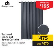 Designhouse Textured Block Out Eyelet Curtains 2.3m x 2.23m 2.4m