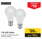 Light Worx 7W LED Globe-Each 