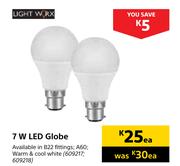 Lightworx 7W LED Globe-Each