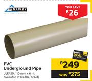 Marley PVC Underground Pipe ULE420-110mm x 6m
