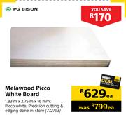 PG Bison Melawood Picco White Board-1.83m x 2.75m x 16mm Each