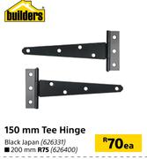 Builders 200mm Tee Hinge-Each