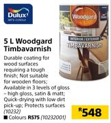 Dulux 5L Woodgard Timbavarnish (Colours)