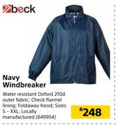 Beck Navy Windbreaker