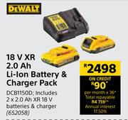 Dewalt 18V XR 2.0 Ah Li-Ion Battery & Charger Pack DCB1150D
