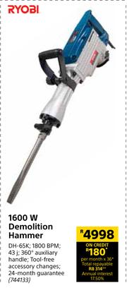 Special Ryobi 1600W Demolition Hammer DH 65K m.guzzle .za
