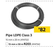Pipe LDPE Class 15mm x 50m