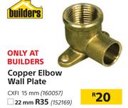 Copper Elbow Wall Plate CXFI 22mm