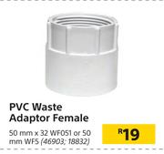 PVC Waste Adaptor Female 50mm x 32 WF051 Or 50mm WF5
