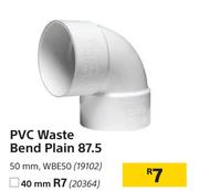 PVC Waste Bend Plain 87.5 50mm, WBE50