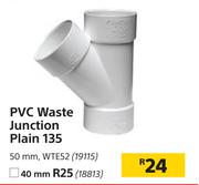 PVC Waste Junction Plain 135 50mm, WTE52
