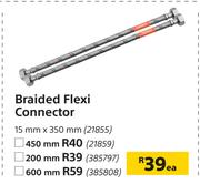 Braided Flexi Connector-15mm x 600mm Each
