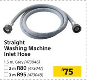 Straight Washing Machine Inlet Hose 1.5m, Grey