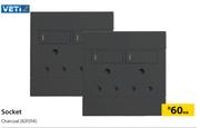 Veti 2 Switch Sock 1 USB V-Slim 4 x 4 Charcoal