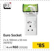 CBI Euro Socket 2 x 4, 100mm x 50mm