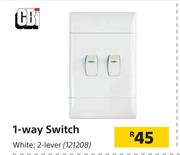 CBI 1 Way Switch White, 2 Lever