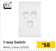 CBI 1 Way Switch White, 3 Lever