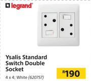 Legrand Ysalis Standard Switch Double Socket White 4 x 4